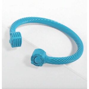 Classic Cable Bracelet Cuff in a bright Blue